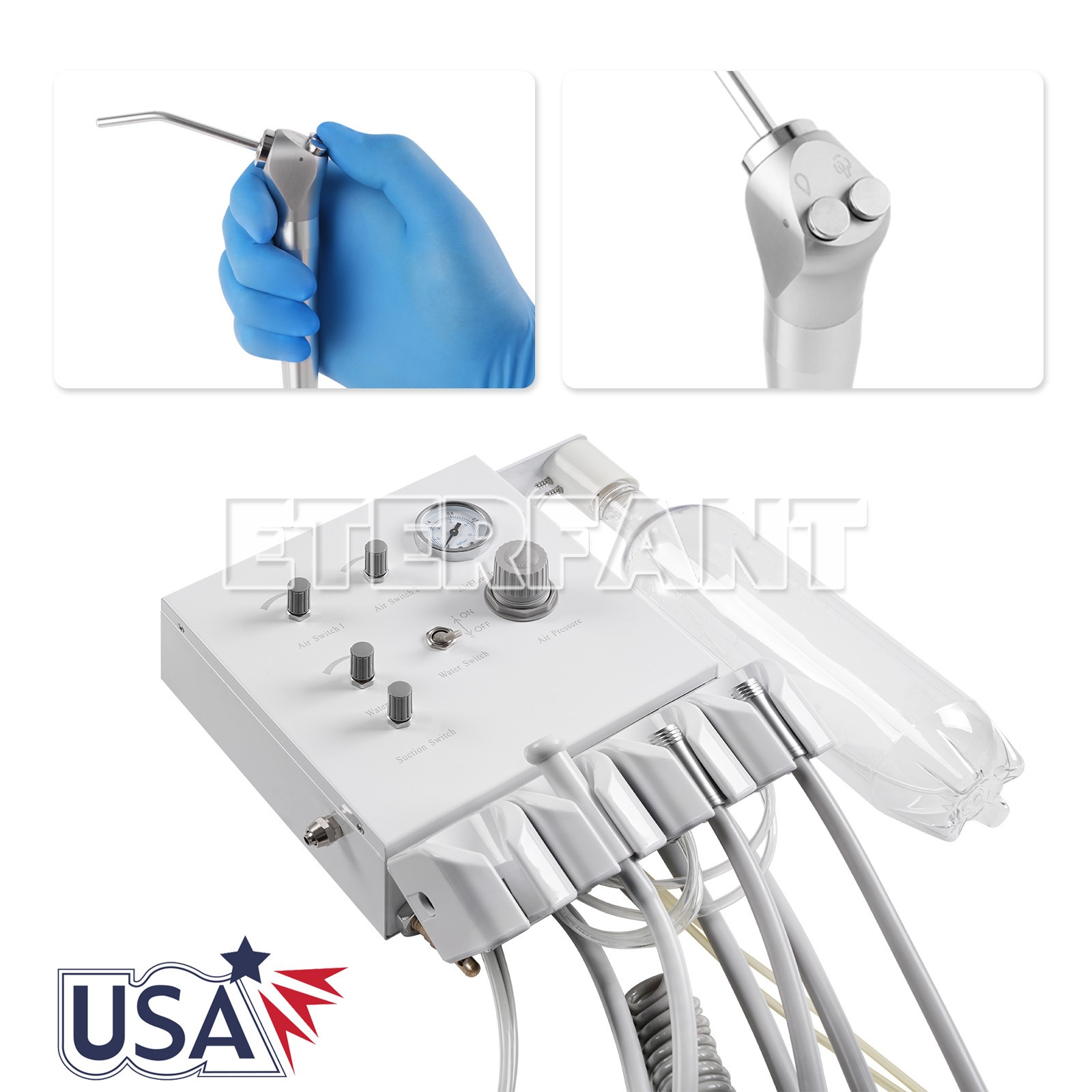 Dental Folding Chair Air Turbine Set Blue/6LED 8W/9W Oral Light for Dental Chair