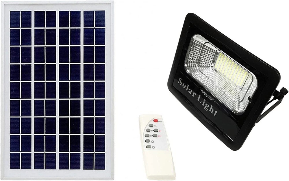 2x 600W SMD headlight with solar panel twilight sensor with remote control