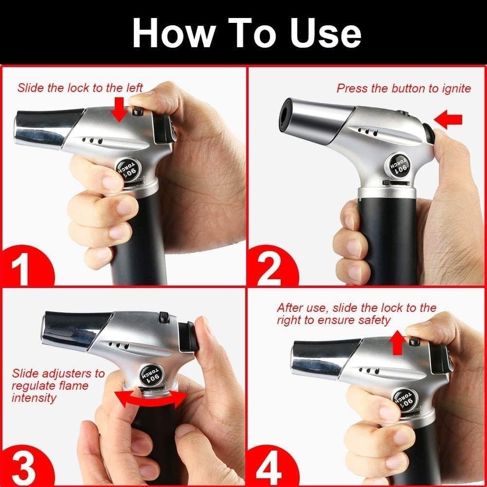 Professional Quality Kitchen Cooking Torch - Safe, Adjustable, Refillable Design