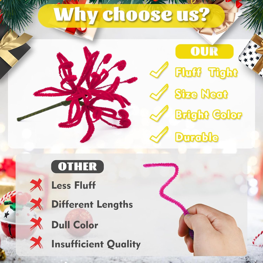 Pipe Cleaners, 200 Pcs Light Yellow Pipe Cleaners Craft Set, Solid Color Chenill
