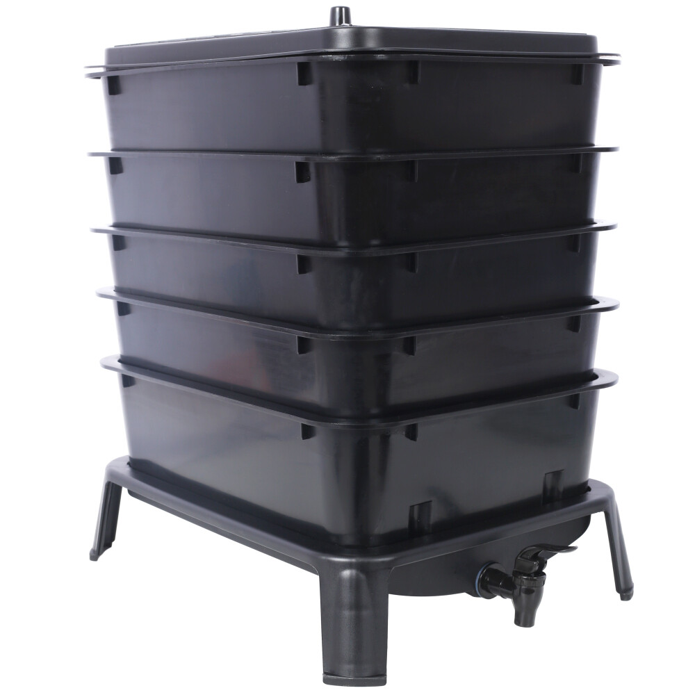 5-Layer Worm Compost Bin, 50L Worm Composter, Easy Setup Inclusive Worm Farm Kit