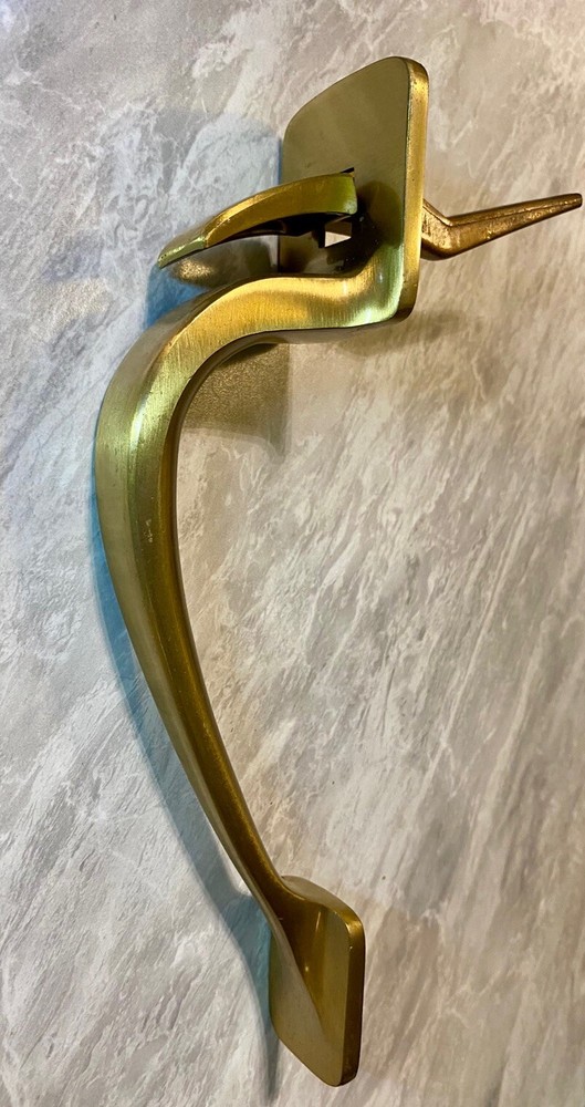 Vintage Solid Brass Interior Exterior Door Handle Pull With Thumb Latch Lever