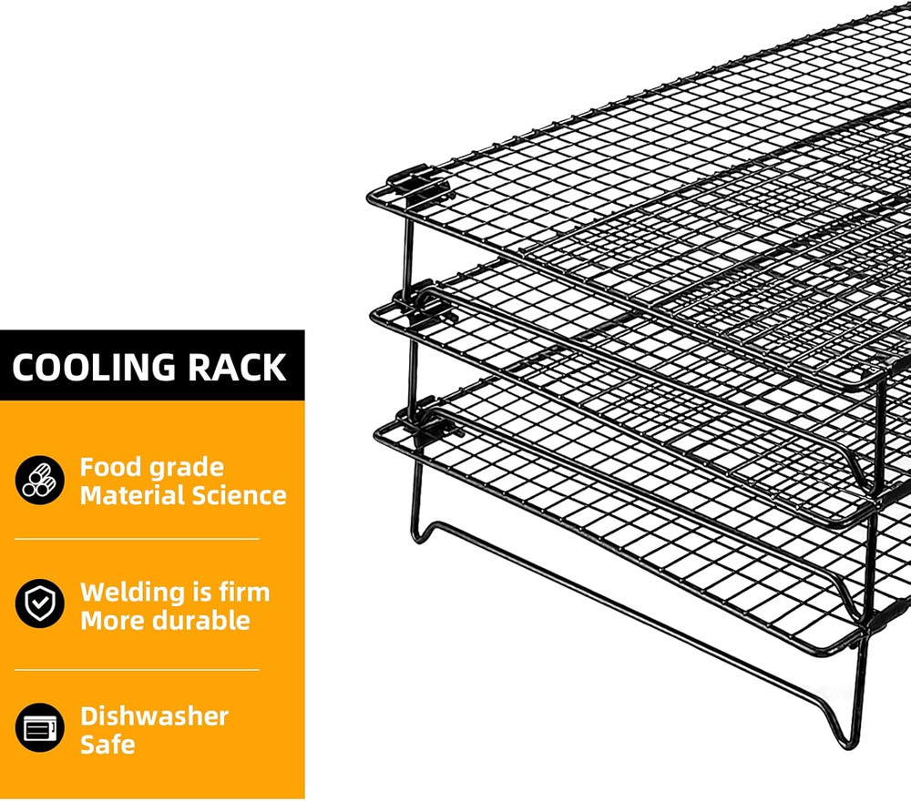 Upgraded Stackable Cooling Rack for Baking,3 Tier Jerky Rack Cooling Racks for C