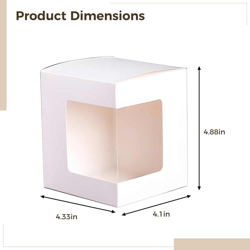 24 Pcs Mug Boxes, Paper Coffee Mug Present Boxes with Window, Strong Packagin...