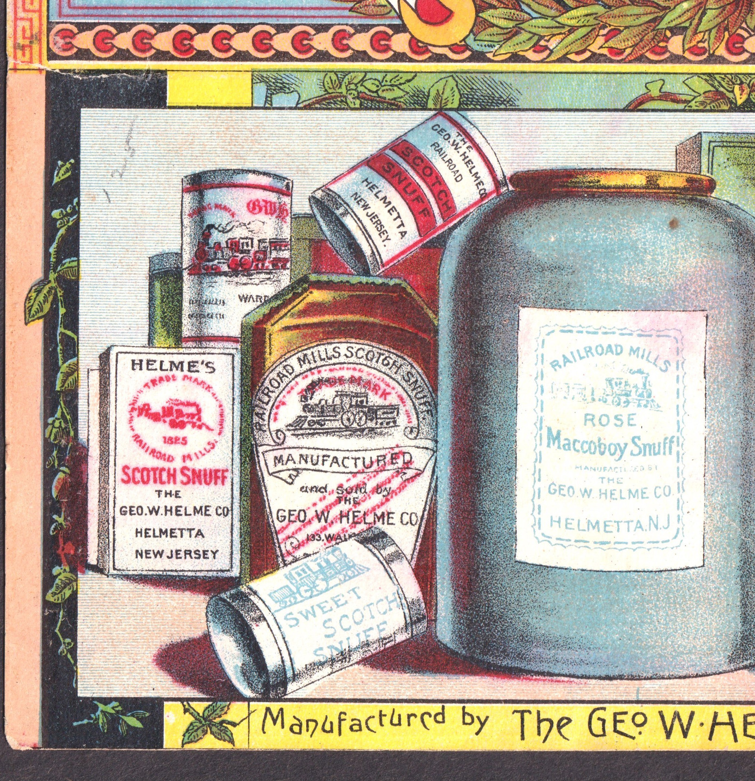 Railroad Snuff RARE 19th Century Tobacco Dorcas Sewing Society Helmes Trade Card