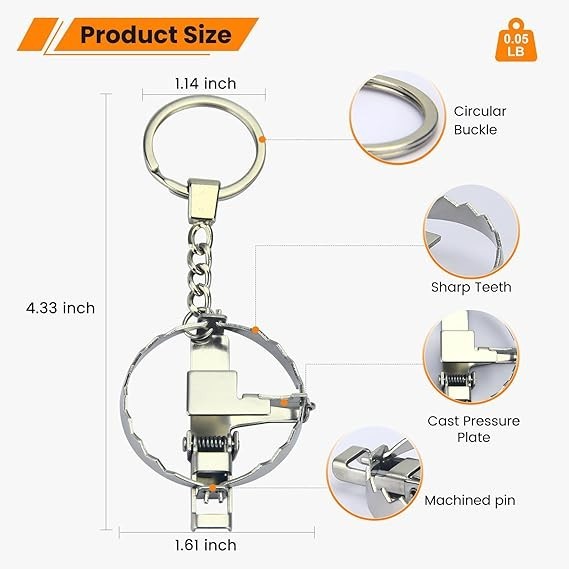 Mini Bear Trap Keychain | Fun Functional Keychian and Decorative Stainless