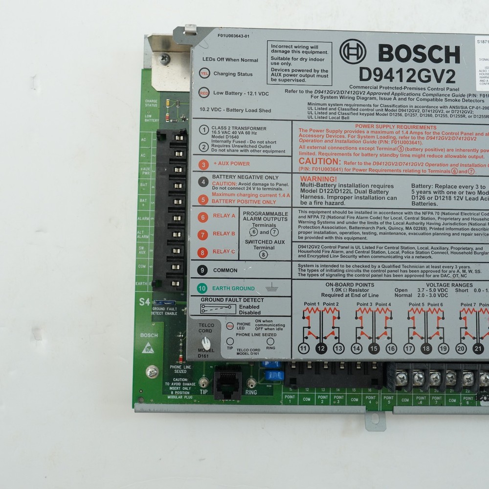 Bosch D9412GV2 Commercial Protected Premises Control Panel UNTESTED AS FOUND