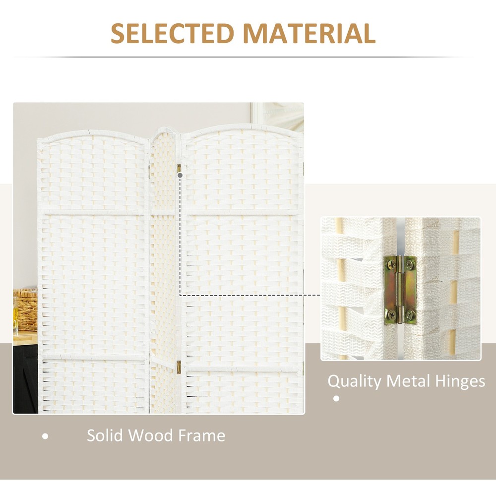 6 Panel Room Divider Freestanding Folding Privacy Screen White