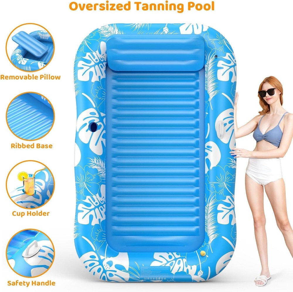 Refreshing Inflatable Tanning Pool Float with Sprinkler - Perfect for Summer Fun