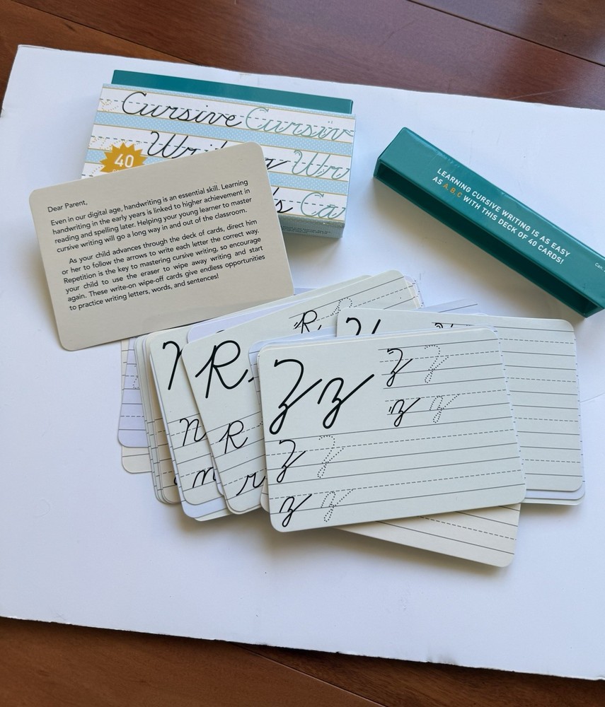 Learning Cursive Writing 40 Cards. Ages 6-8. NO PEN!