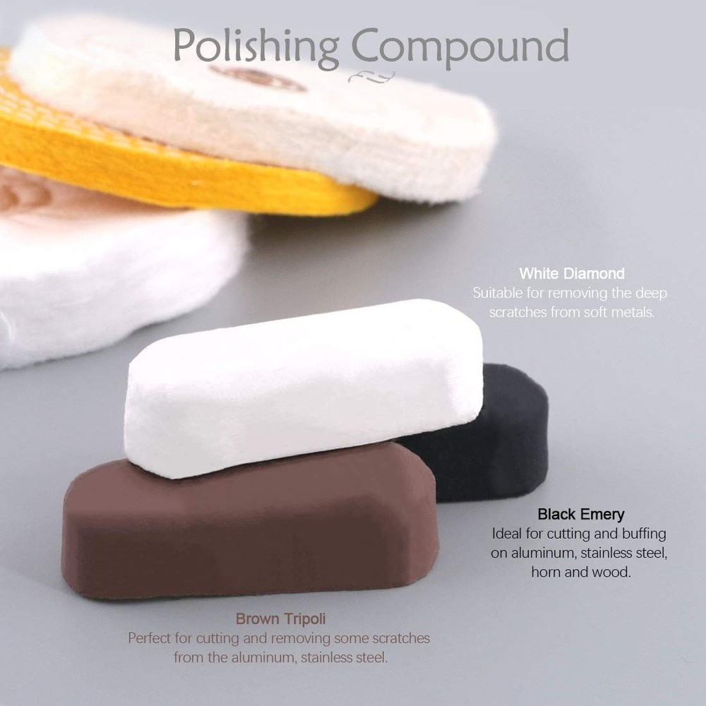 Rustark 6 Piece Polishing Compounds Kit with 3 Assorted Buffing Wheels Including