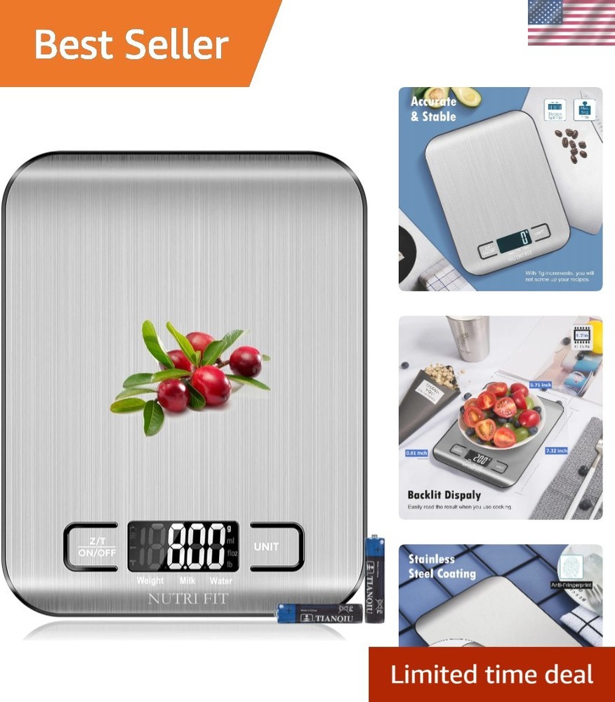 Digital Kitchen Scale with Backlit LCD - 11lb Capacity for Precision Cooking
