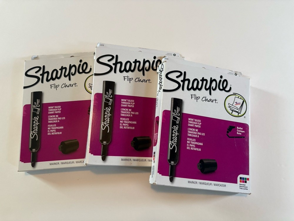 SHARPIE Flip Chart Markers ~ Bullet Tip, Black 8 Pack, Low-Odor