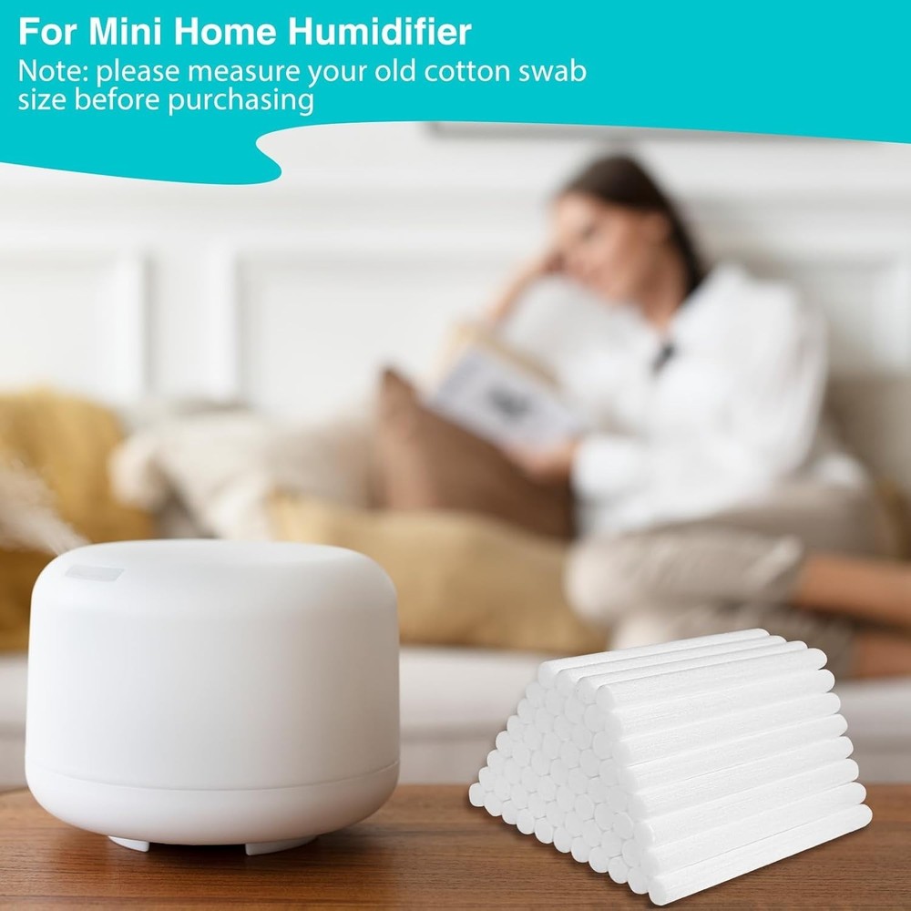 60PCS Cotton Humidifier Filter Sticks - Rapid Absorption for Mini Diffusers