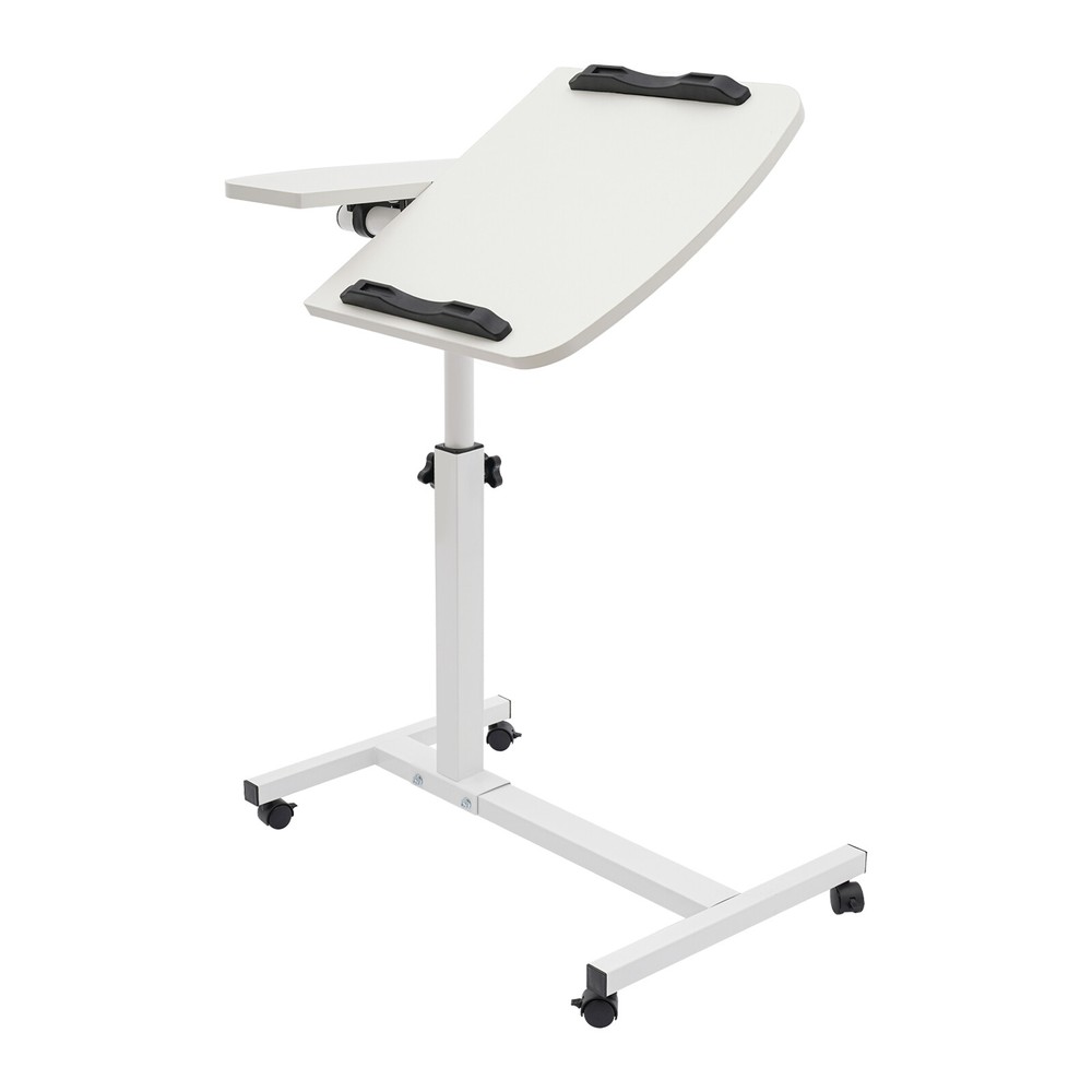 Office Laptop Desk Rolling Table Computer Mobile Stand Adjustable Portable NEW