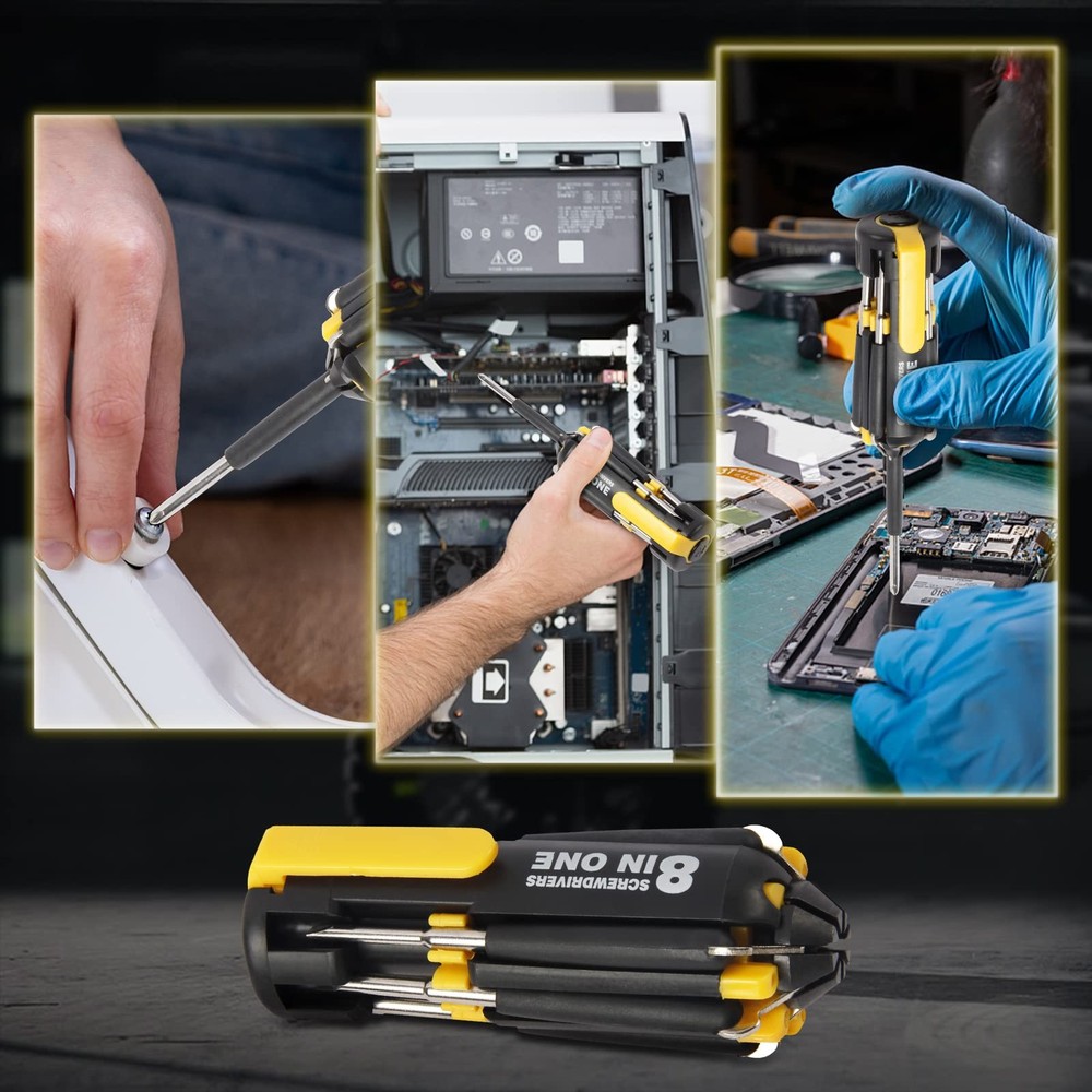 8 in 1 Screwdriver with Flashlight, Multi Functional 8 in 1 Screwdrivers Tool...