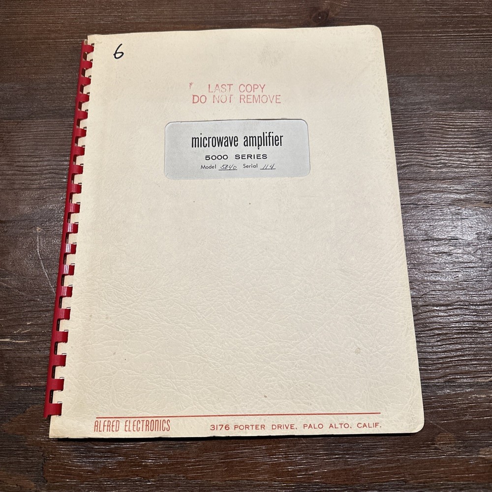 Alfred Electronics 5000 Series Microwave Amplifier Preliminary Instruction