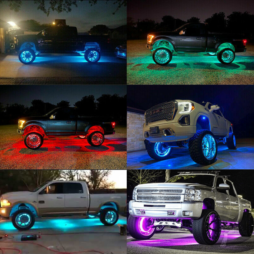 4pcs 15.5'' RGB Wheel Ring Lights LED For Truck Car Rim Lights Bluetooth APP USA