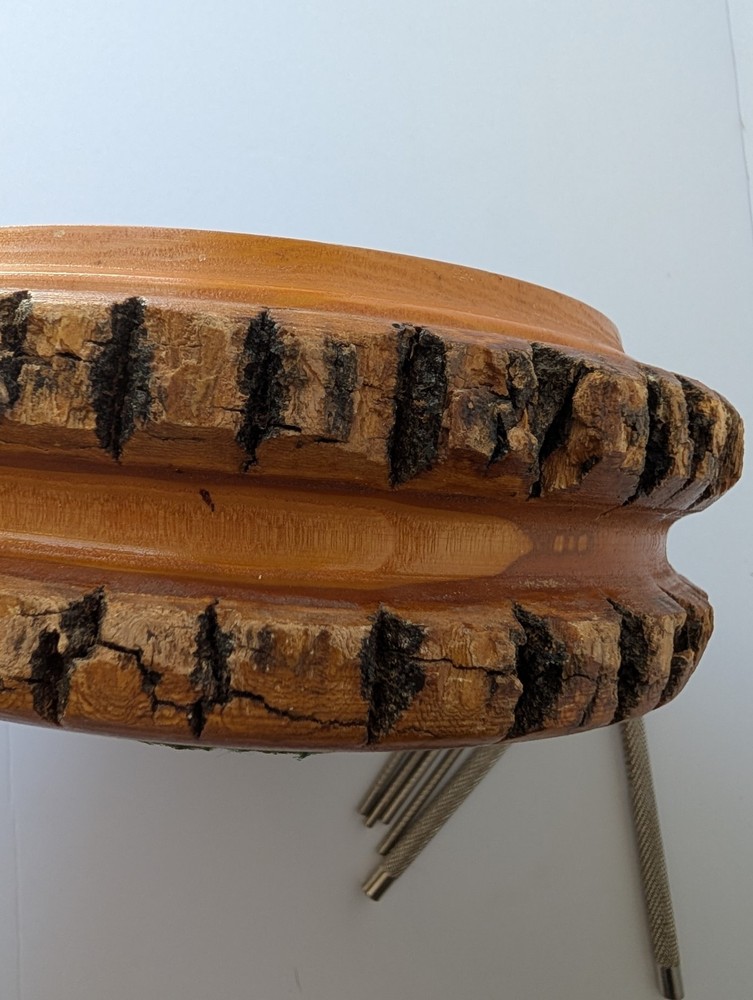Vintage Rusticware Nut Bowl Set With Edge Tree Bark Nutcracker