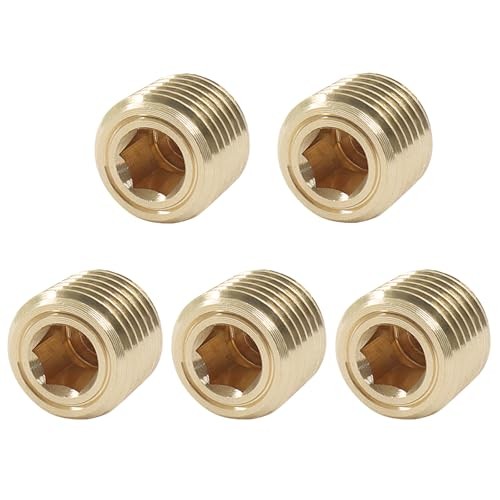 Brass Hex Socket Head Pipe Plugs Pack Male Thread Countersunk Pipe 1/4" NPT 5