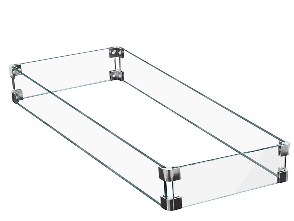 Hiland AWS-RT30 Fire Pit Glass Wind Screen, Rectangular, Clear
