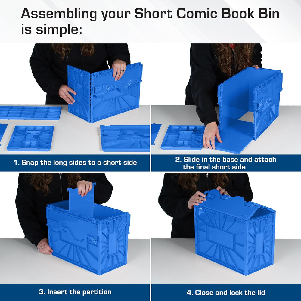 Short Comic Book Bin | Holds 150 Comics | Stackable Plastic Storage | Acid-Free