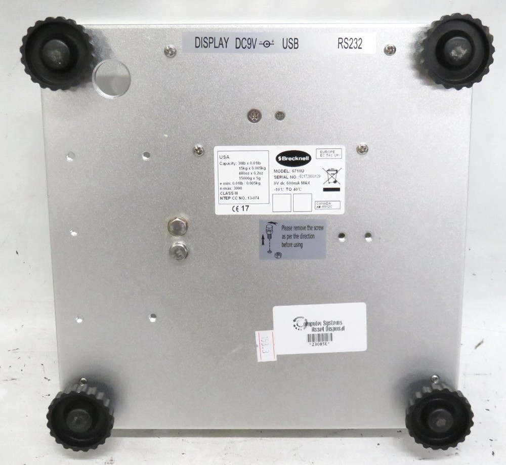 Brecknell 6710U Checkout Scale * 30 Lbs * NO DISPLAY, Basic Testing