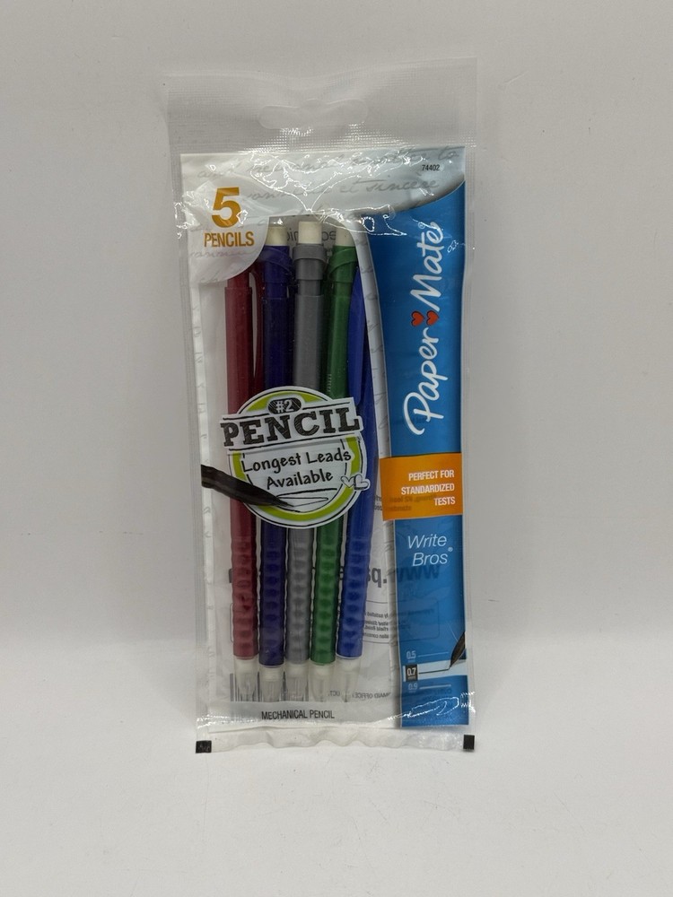 Paper Mate Write Bros Mechanical Pencils, 0.7mm, Refillable, 5 Count, 2012 NOS