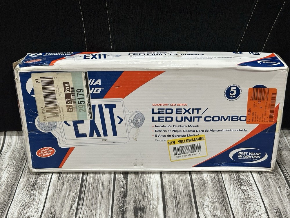 LED EXIT / LED UNIT COMBO LITHONIA LIGHTING QUICK-MOUNT INSTALL, w/NICAD BATTERY