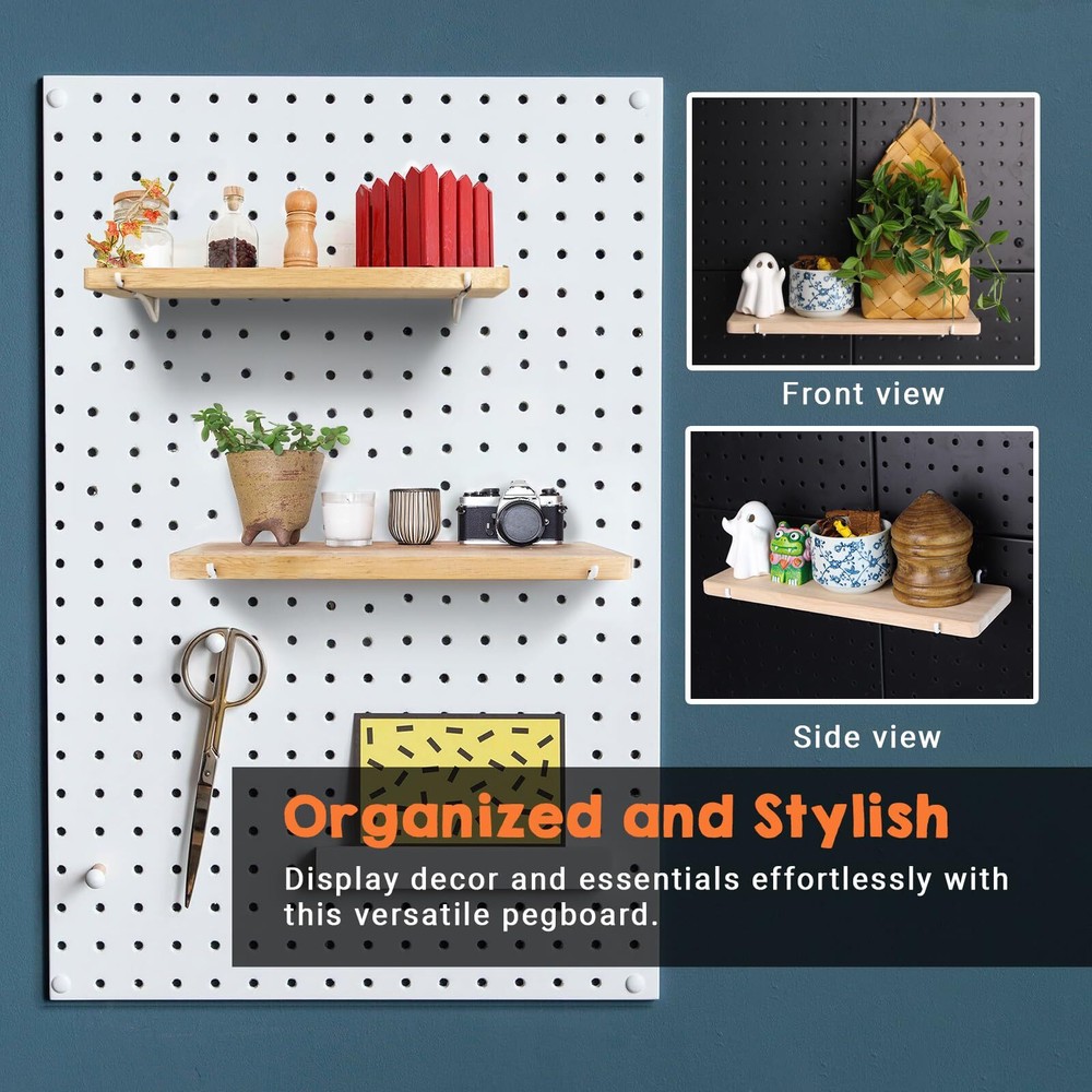 Solid Wood Pegboard Shelf Pegboard Shelves with Pegboard Hooks Pegboard Acces...