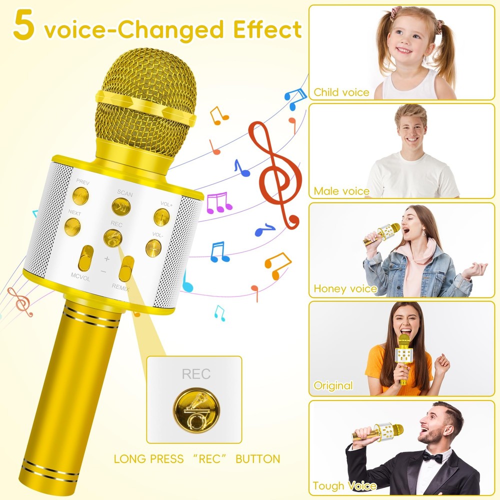 KIDWILL Wireless Bluetooth Karaoke Microphone for , 5-in-1 Portable Handheld ...