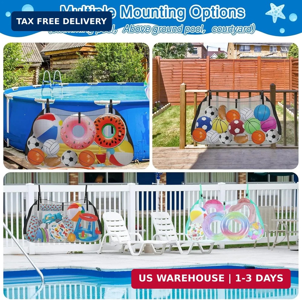Pool Float Storage Net, Hanging Pool Float Storage Organizer Mesh Bag Adjustable