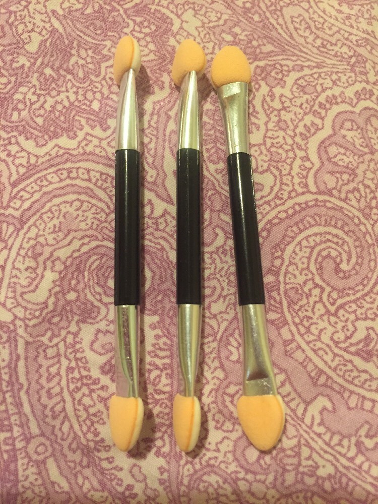 New 10 Pc Eye Shadow Soft Tipped Double Side Applicators, Long Handle -3"