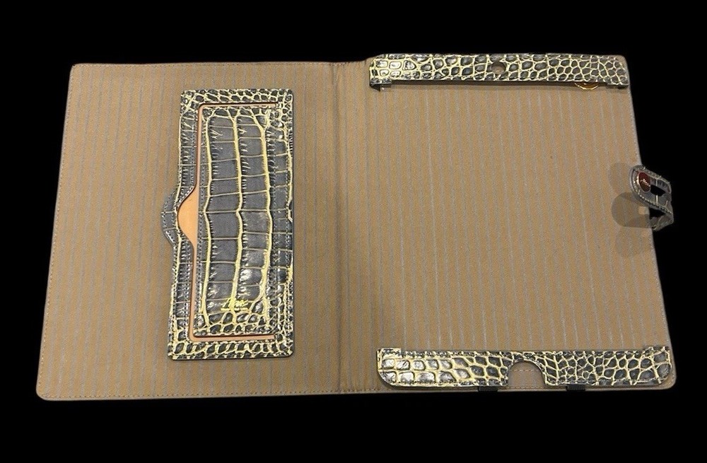 🐊 Abas Alligator Embossed Leather 10x8” Tablet Case Holder Cover Organizer
