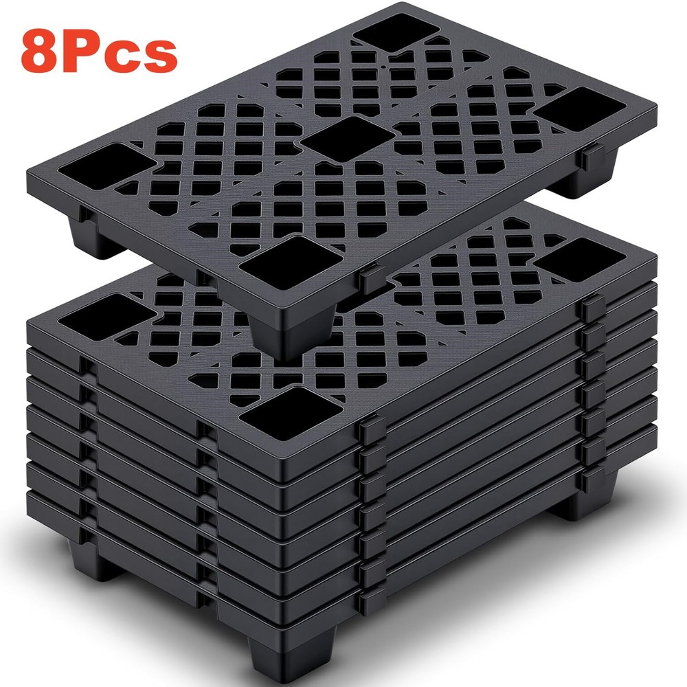 8Pcs Plastic Pallet Modular Stackable Ventilation Pallet 2200lbs Capacity