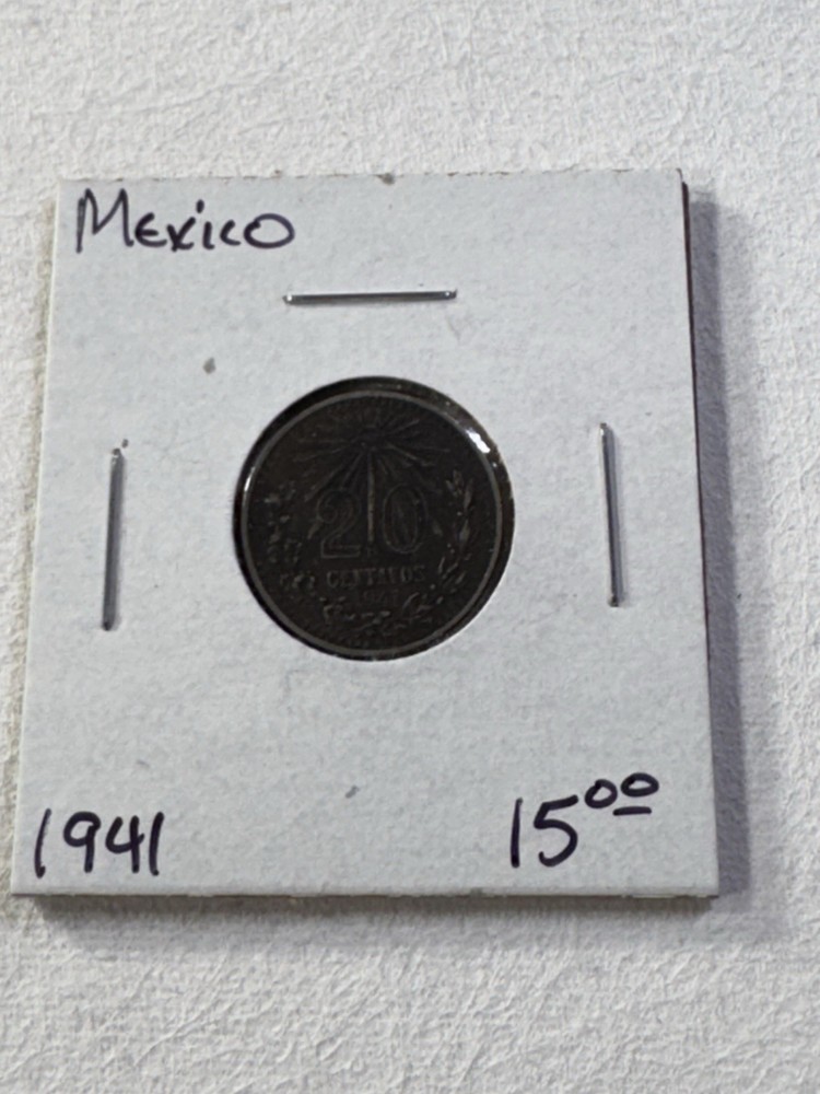 1941 Mexico 20 Centavos Silver Coin