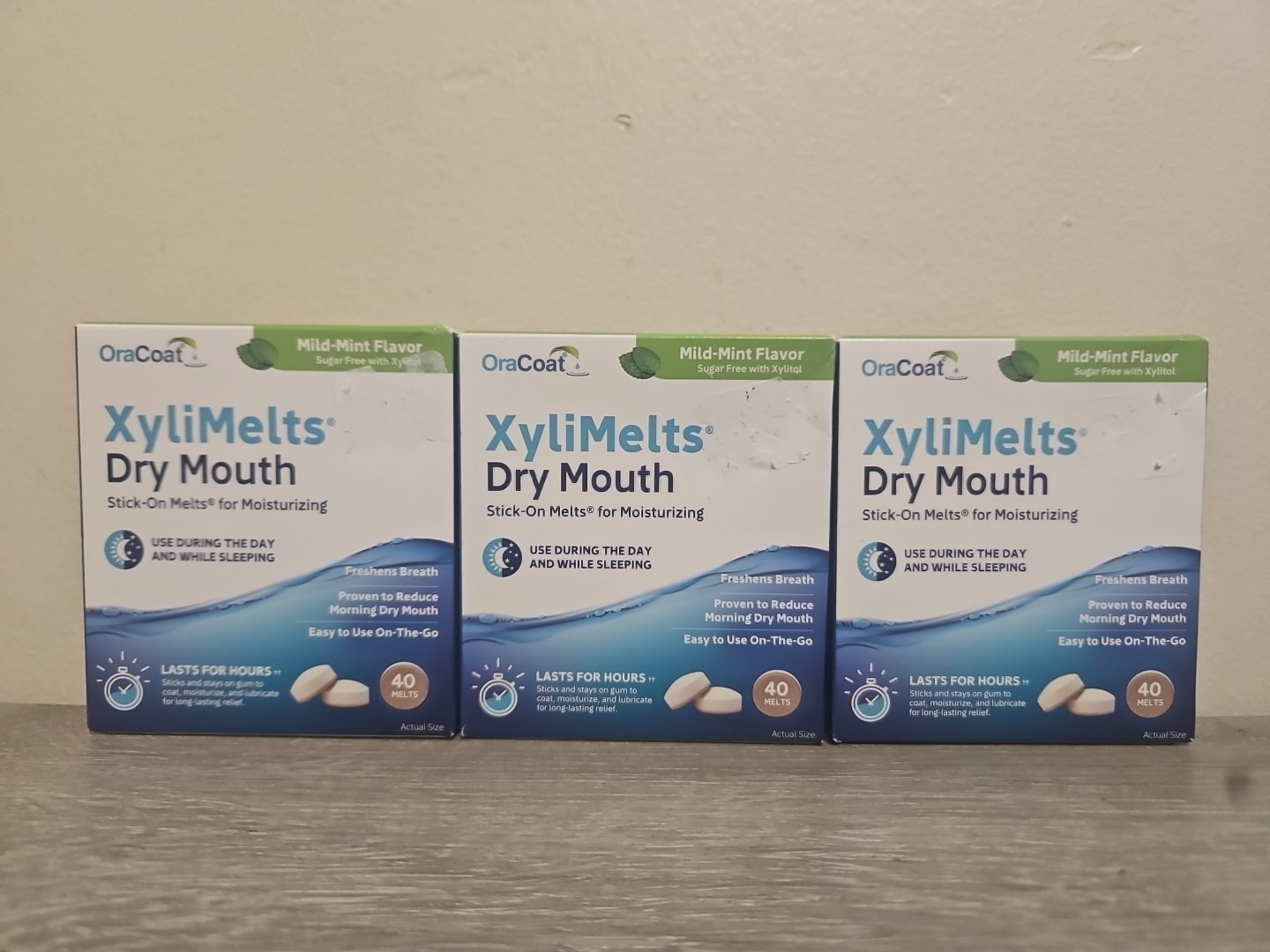 Lot Of 3 Oracoat XyliMelts for Dry Mouth Night / Day - Moisturizing  10/28
