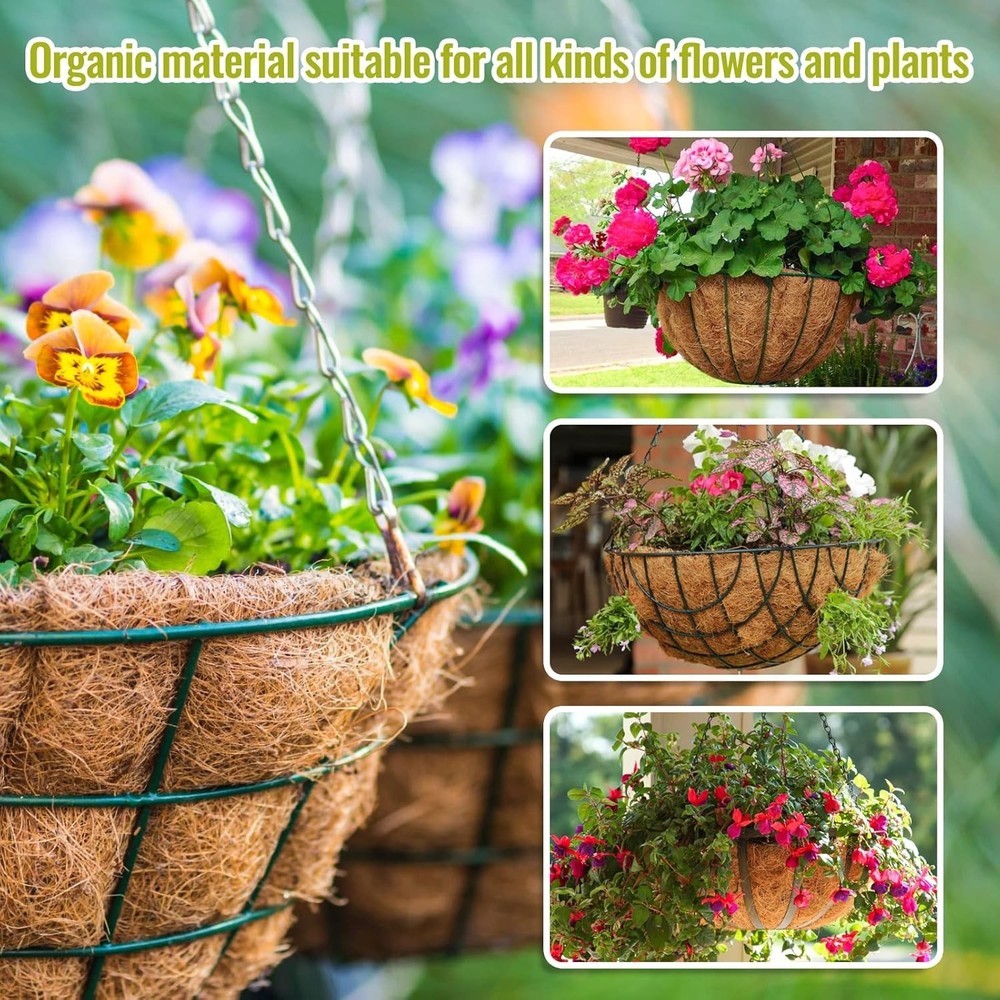 6 Pack 14" Coconut Fiber Basket Liners - Replacement