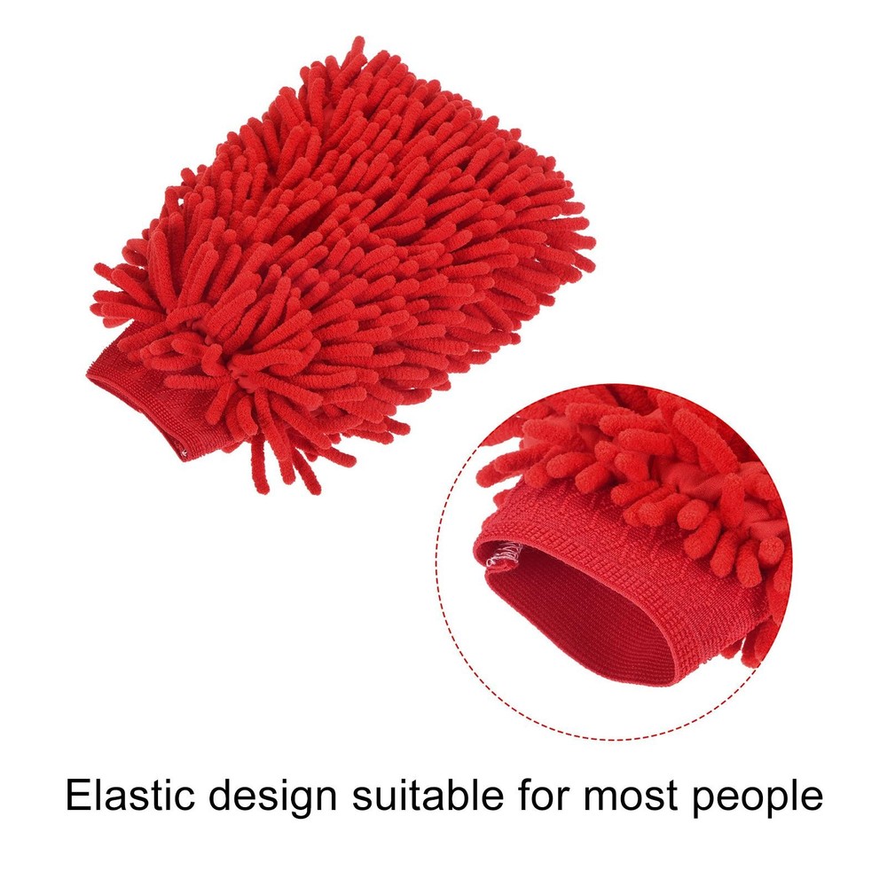 Microfiber Chenille Double-Sided Large Dusting Wash Mitten Rose Red