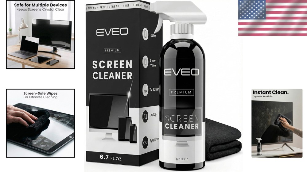 Versatile Screen Cleaning Kit - Safe for TVs, Monitors & Tablets - 1 Pack