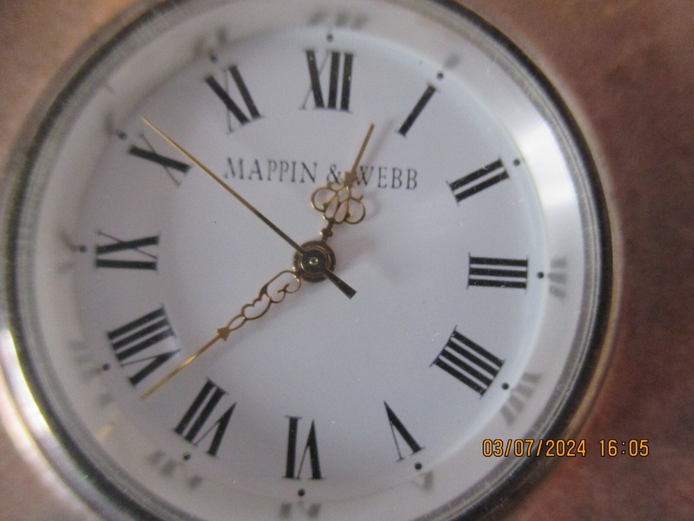 Mappin & Webb Sterling Silver Table Travel Clock