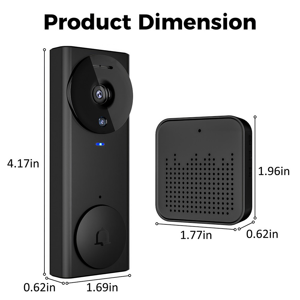 Smart Wireless WiFi Doorbell Intercom Video Camera Door Ring Bell Chime Security