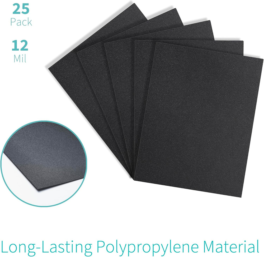 25 Pack 12 Mil Sand-Textured Polycover, Midweight Binding Front and Back Covers,