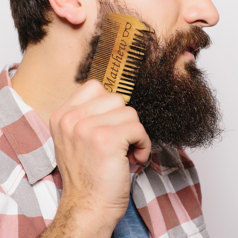 Customizable Bamboo Beard Comb Personalized Gift