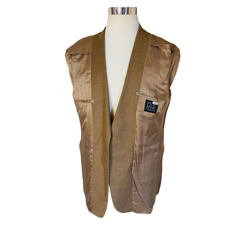 Jos A Bank Men’s 43L Solid Brown/Tan Wool 2 Button Notch Lapel Blazer EUC