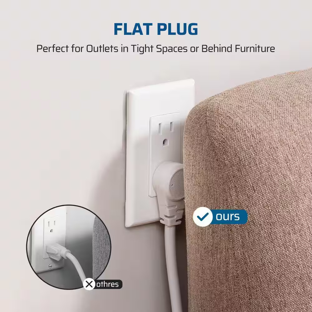 Mechanical Indoor Timer Power Strip with 8-Outlets, Countdown, Flat Plug, 6 Ft.