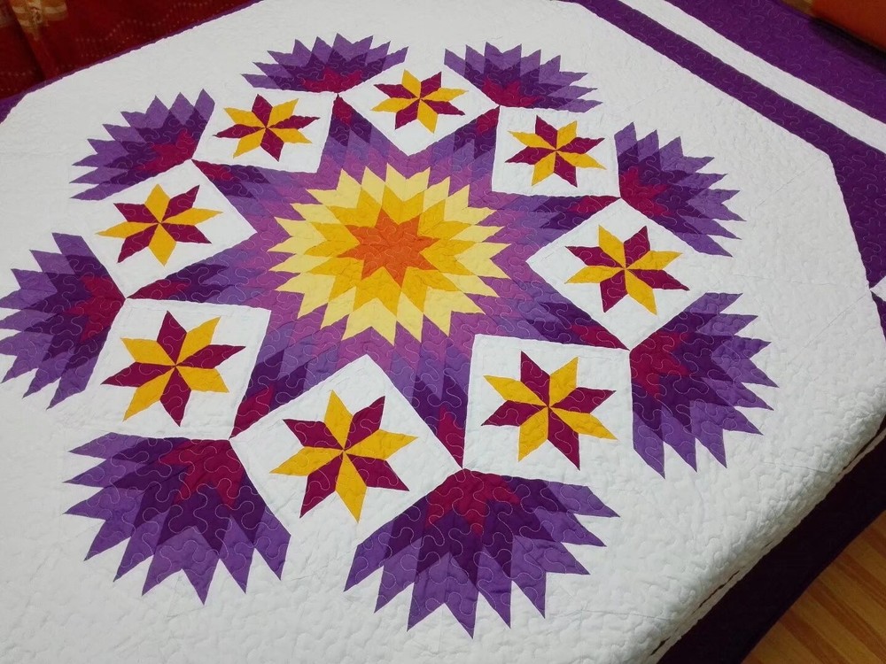 Queen size machine pieced and quilted Patchwork quilt#114