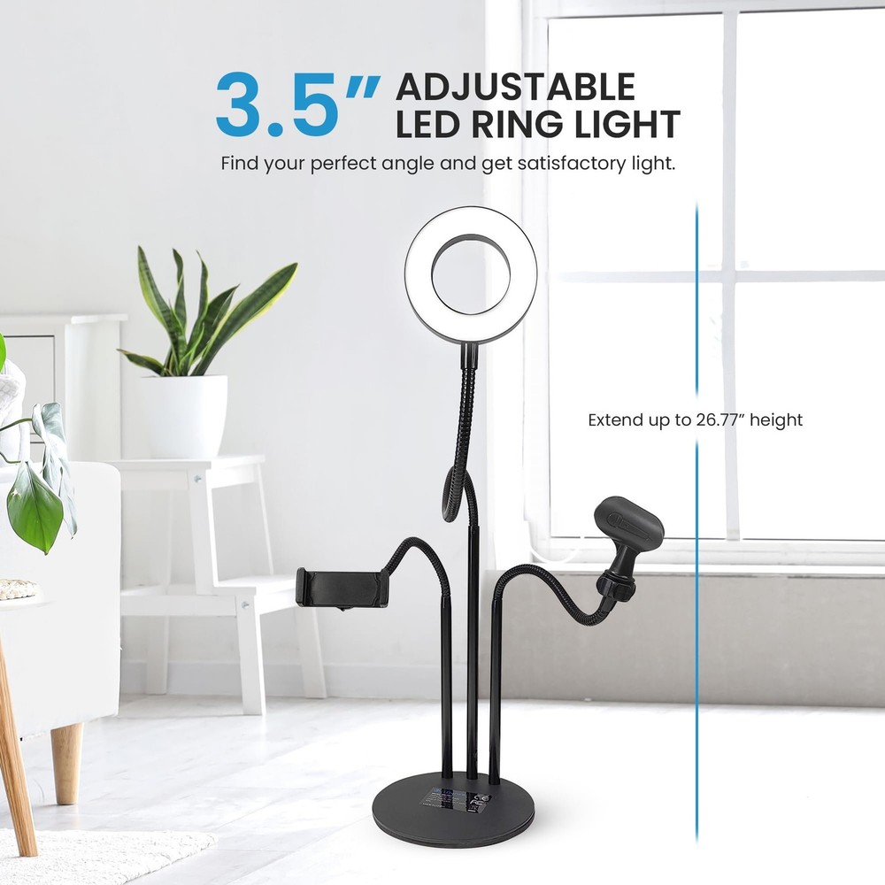 iDance LED Ring Light with Stand, 3.5", Portable Desk Ring Light with Cell...