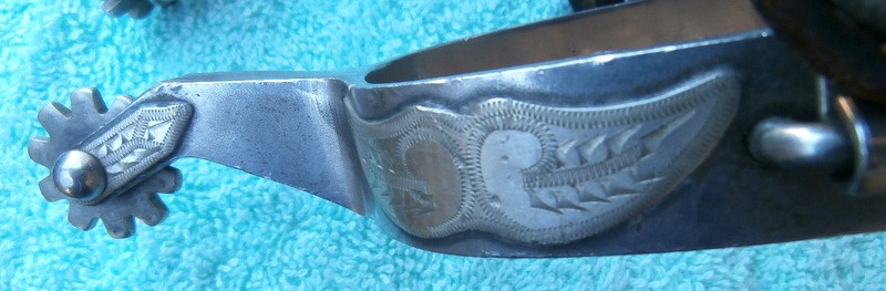Vintage Crockett Renalde Mustache Silver Overlay Horse Spurs and Leather Straps