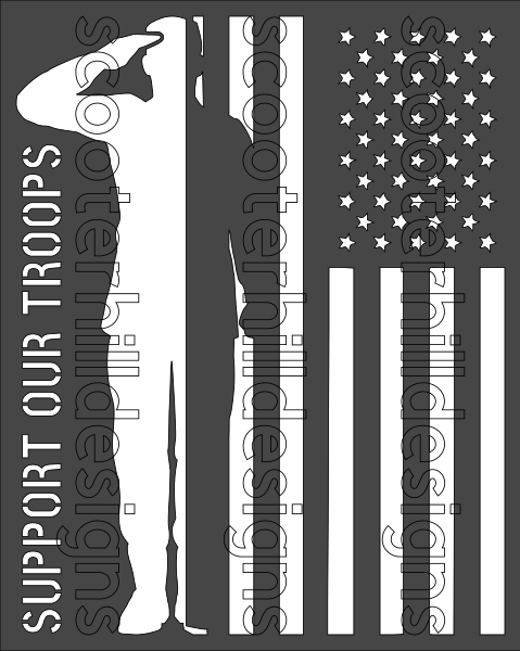 8"x10" Clear Plastic Stencil - Our Troops (SC76)